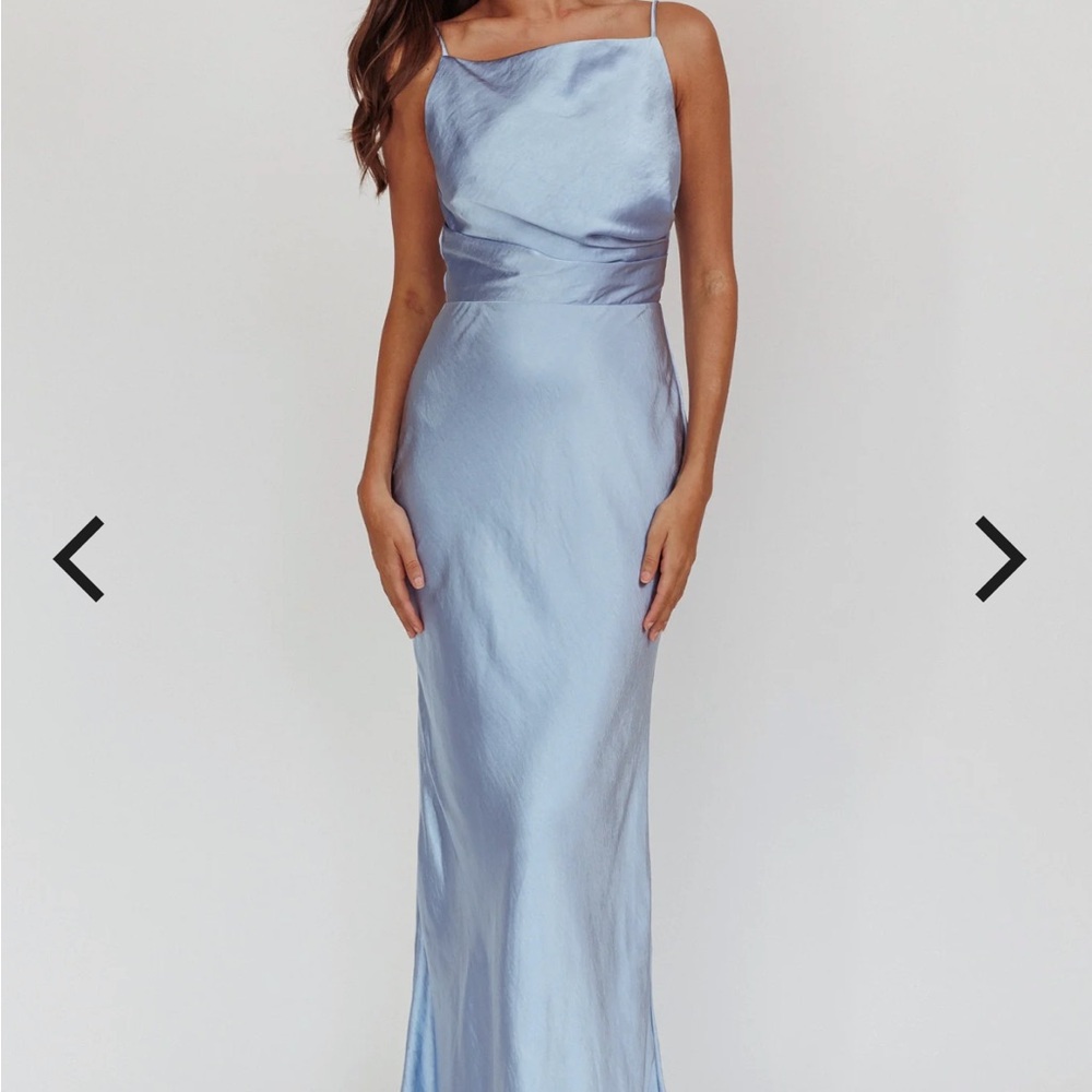 Selfie Leslie Laila Boat Neck Maxi Dress Stone Blue